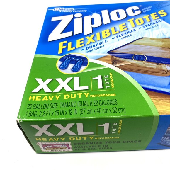 Ziploc Flexible Tote 1 XXL Heavy Duty Zip Transparent Bag 22 Gallon Storage - Picture 5 of 6